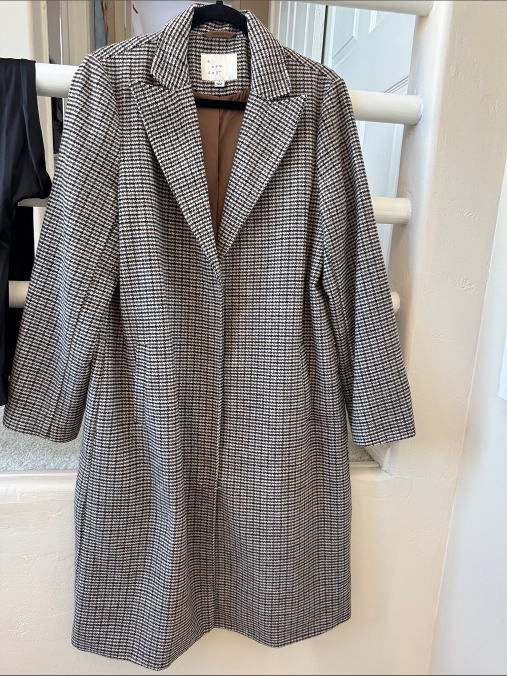 a new day Black & White Houndstooth Trench Coat